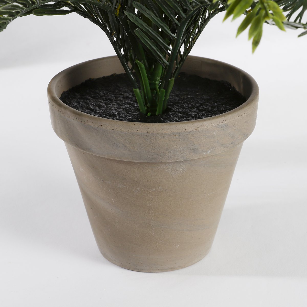 Palmier Cycas Artificiel en Pot de Fleur Stan - H37 x Ø44 cm - Vert
