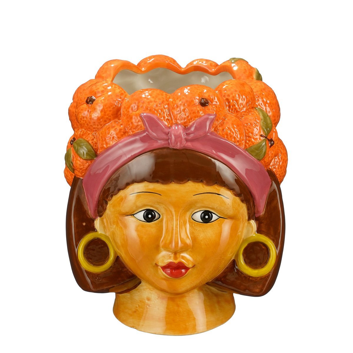 Pot de fleur drôle à l'intérieur - L20 X B20 X H22 cm - Dolomite - Orange