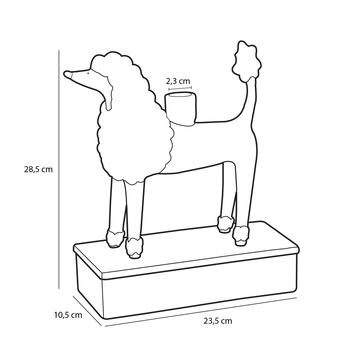 Bougeoir Chien - L24 x L11 x H29 cm - Céramique - Jaune clair