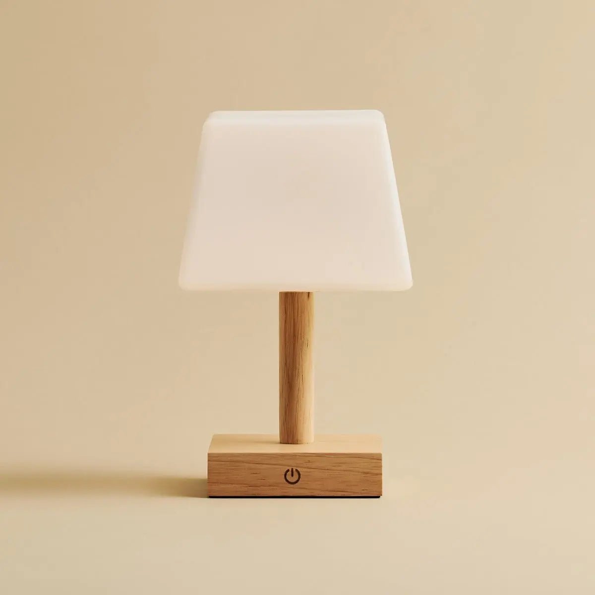Tommy Brown Brown Wood Table Lampe avec verre - lampe rechargeable et dimmable, éclairage sans fil
