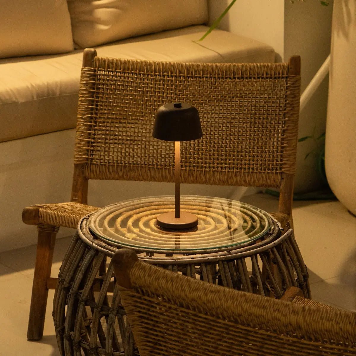 Lampe de table rechargeable Anton Moka Marron | Éclairage élégant et sans fil