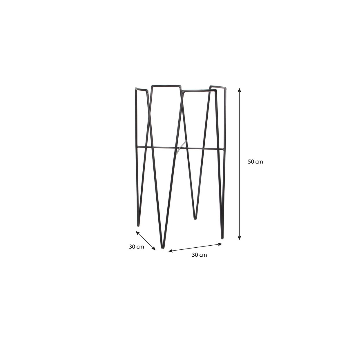 Support pour Plantes Blom - L30 x l30 x H50 cm - Métal - Noir