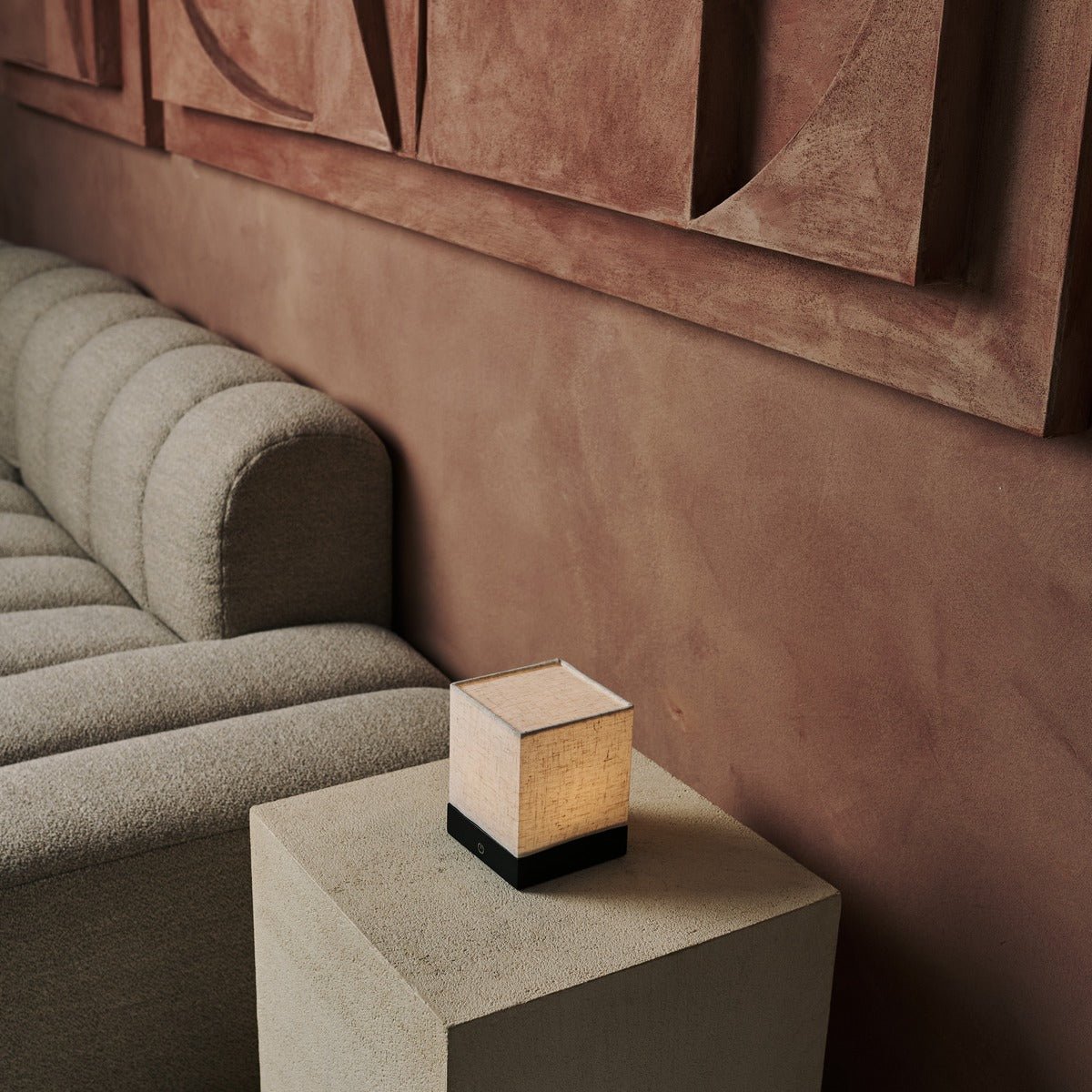 Lampe sans fil Black Zano avec bois et lin - Éclairage d'ambiance, lampe de table à LED avec batterie