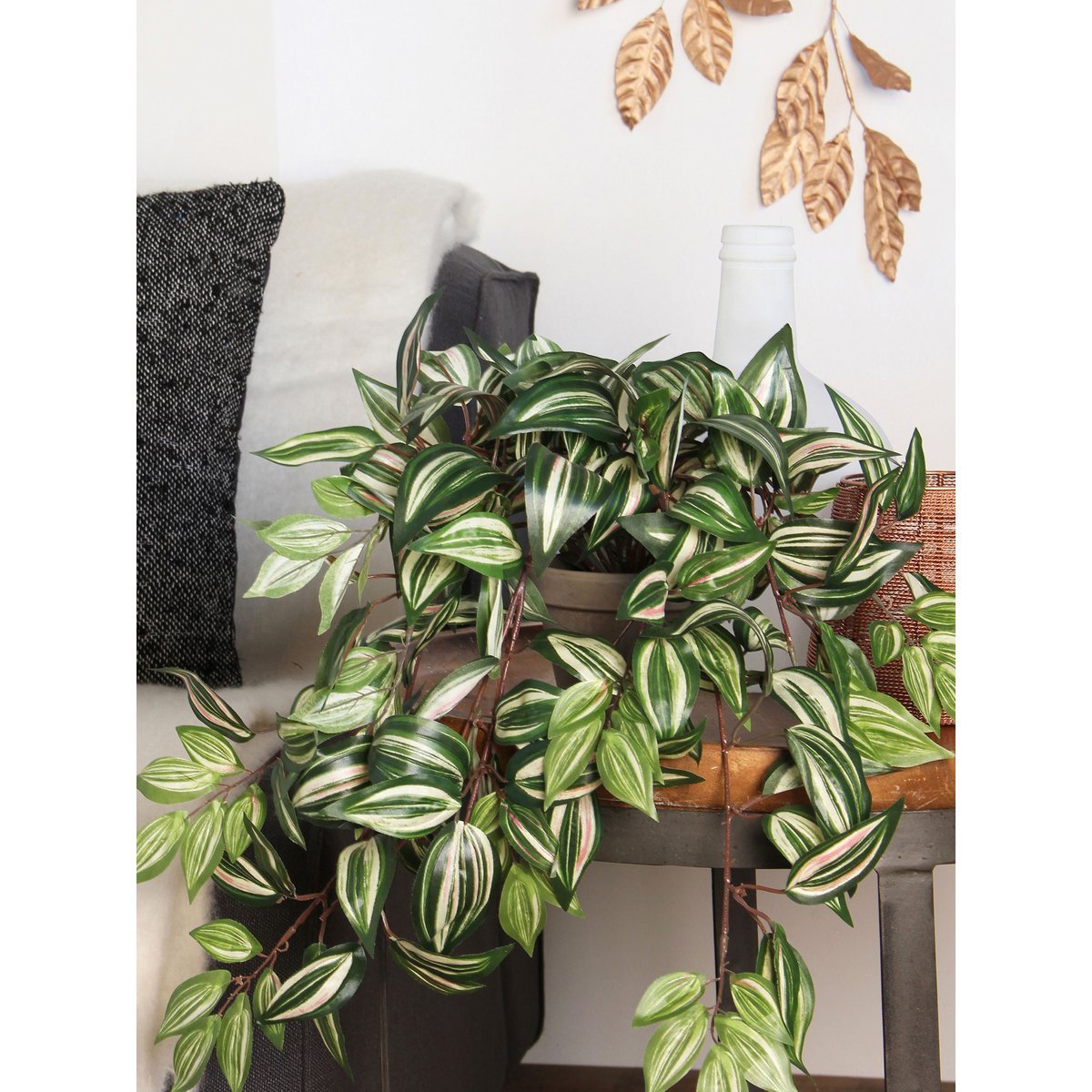 Plante Artificielle Suspendue Tradescantia - L15 x L30 x H80 cm - Vert