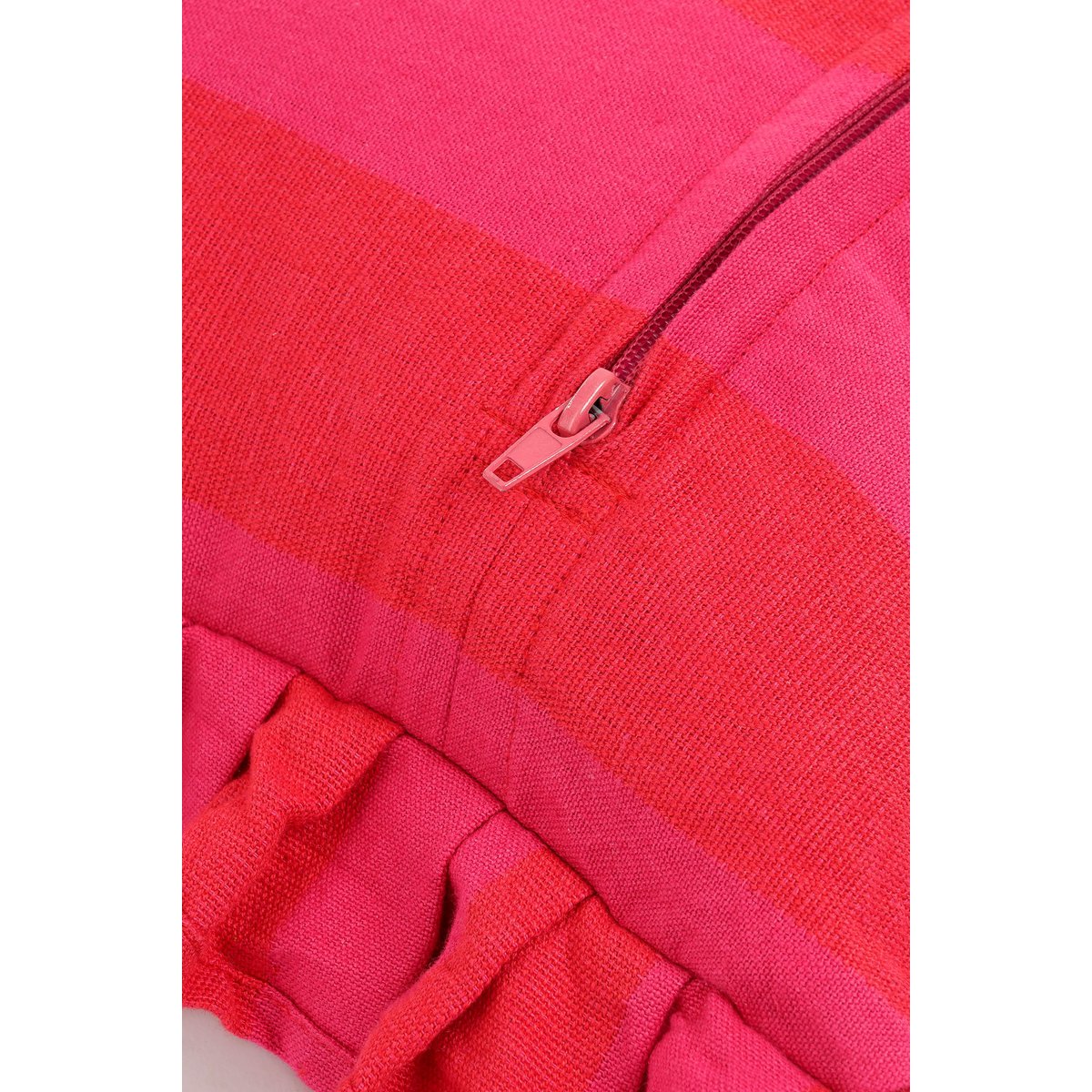 Coussin décoratif - L45 x B45 x H10 cm - Coton - rose, rouge