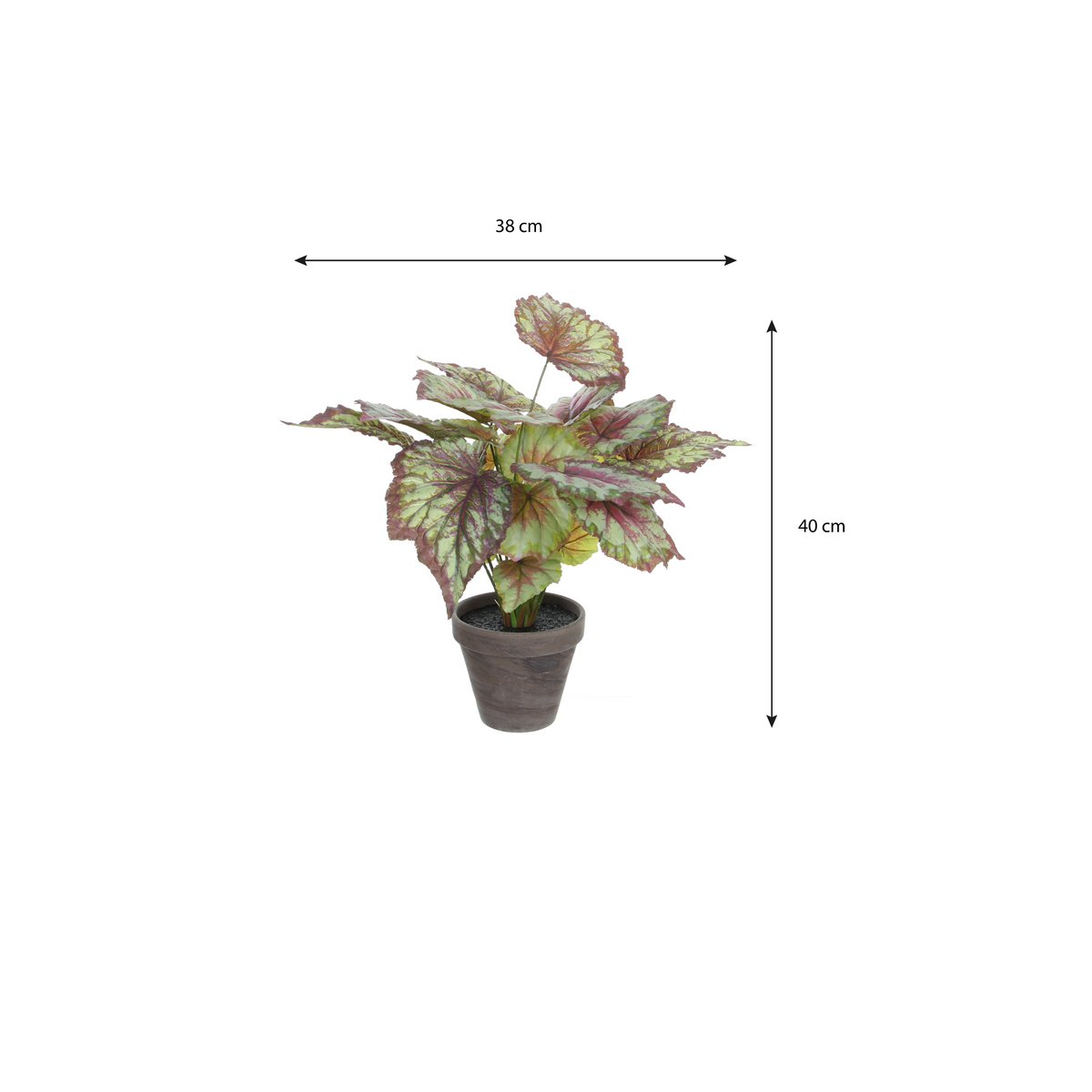 Plante Bégonia Artificielle en Pot de Fleur Stan - H40 x Ø38 cm - Rouge