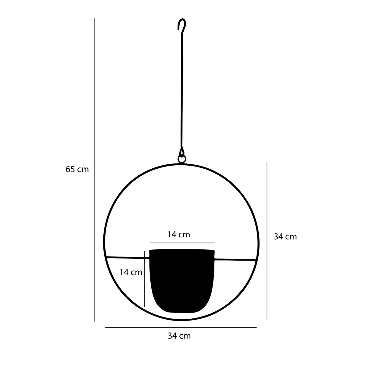 Dexter Hanging Put - L34 x B14 x H65 cm - noir