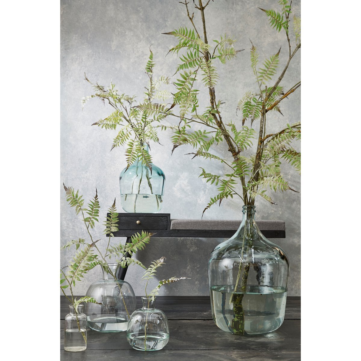 Vase Bouteille Diego - H30 x Ø18 cm - Verre recyclé - Transparent