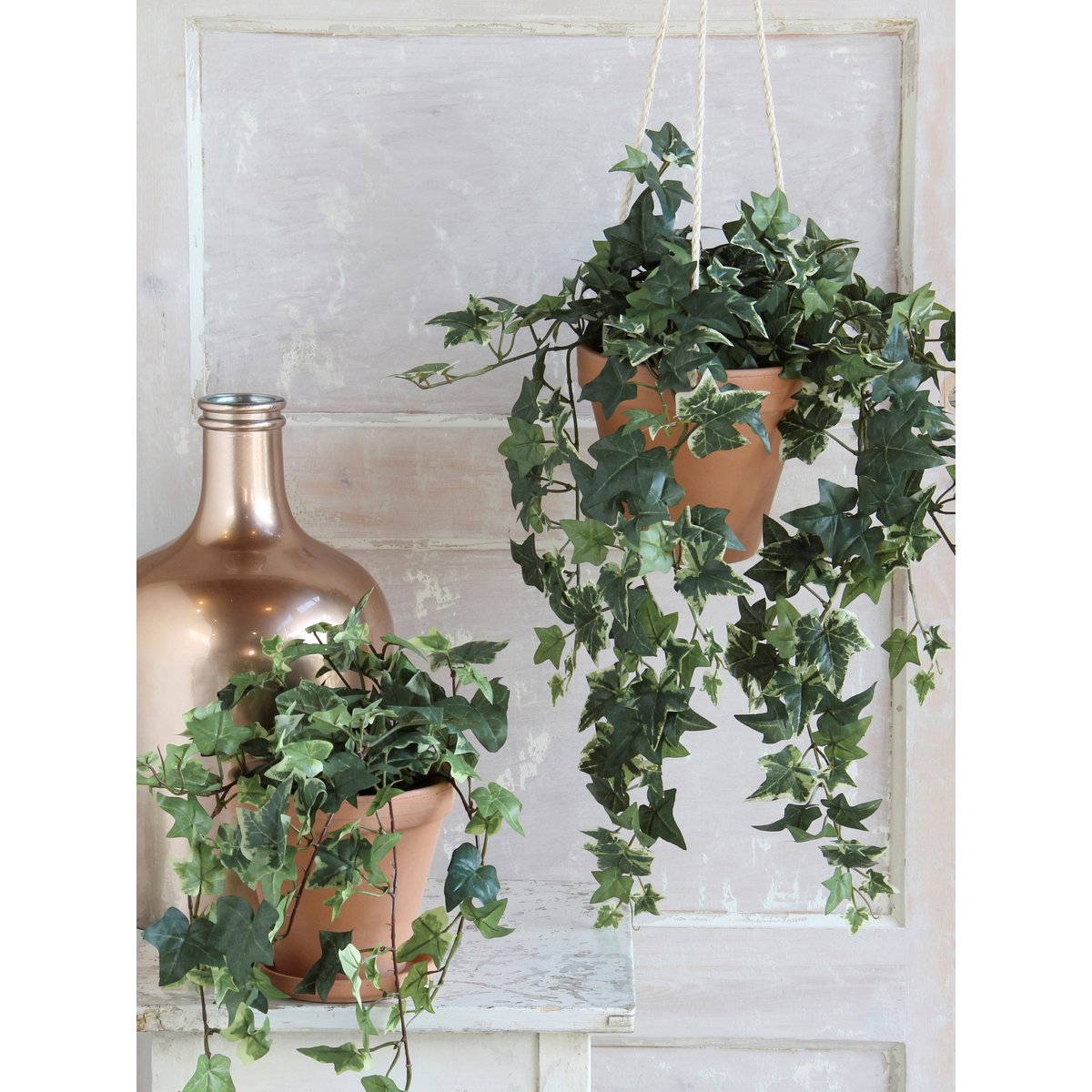 Plante Artificielle Suspendue Hedera - H129 cm - Panachée Verte