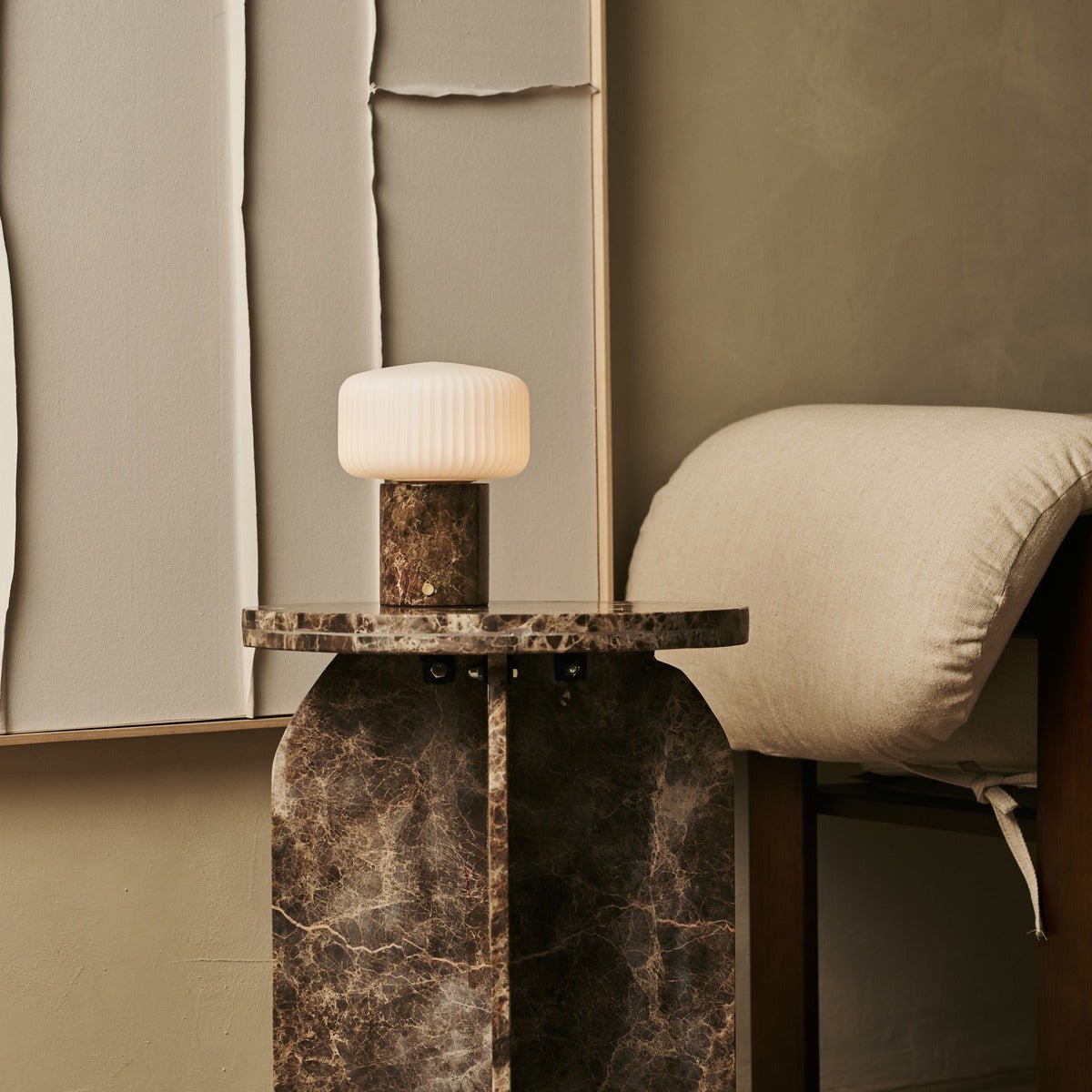 Renoir Brown / Emperador Dark – Lampe de table en Marbre