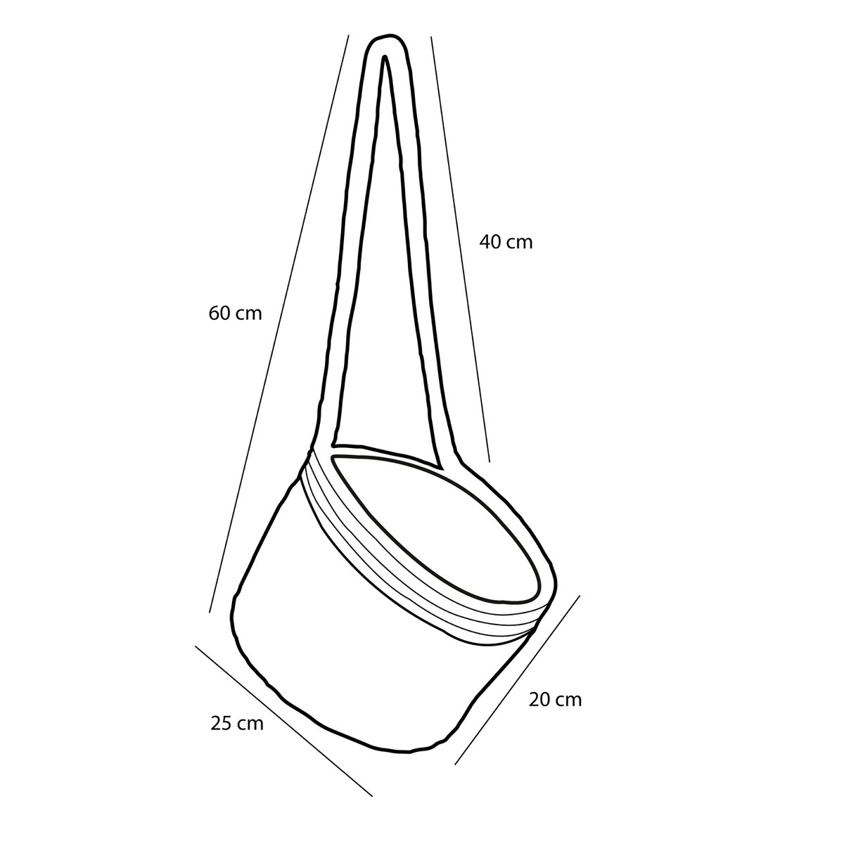 Pot de Fleur Suspendu Anne - Lot de 2 - H20 x Ø25 cm - Jonc de Mer - Marron clair