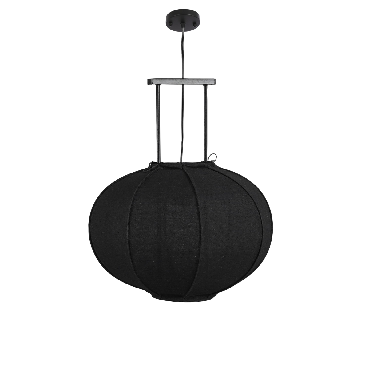 Lampe à Suspension Pego / H55 x Ø50 cm - Lin - Noir