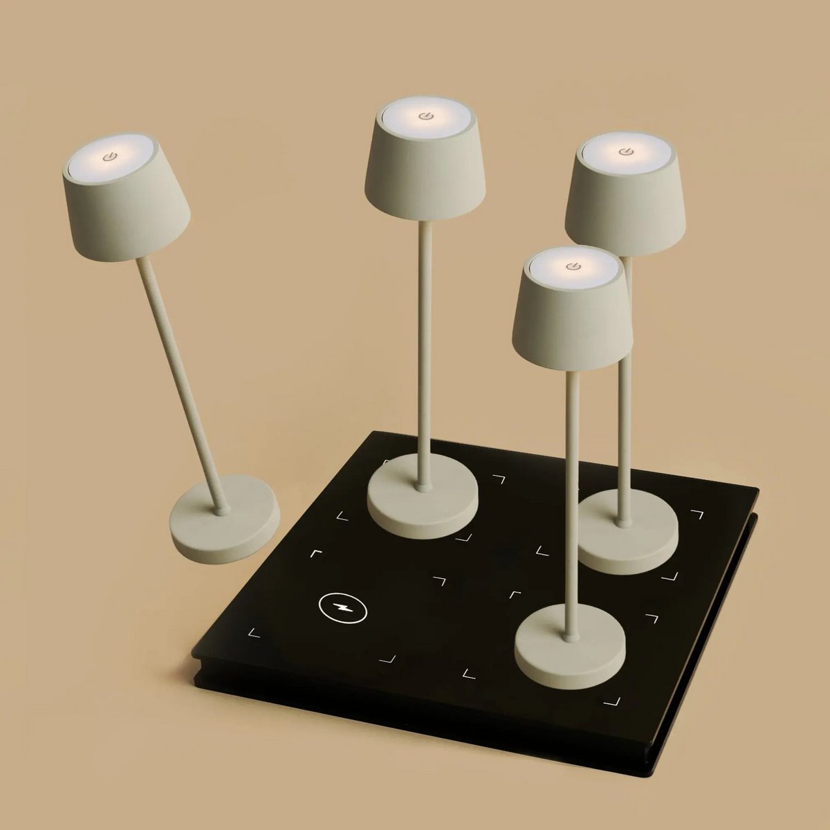 Combi set professionnel - 4 X Vondel Mini Shadow Grey Grey Rechargeable Table Lampes et 1 X Amstel Wireless Station Wireles