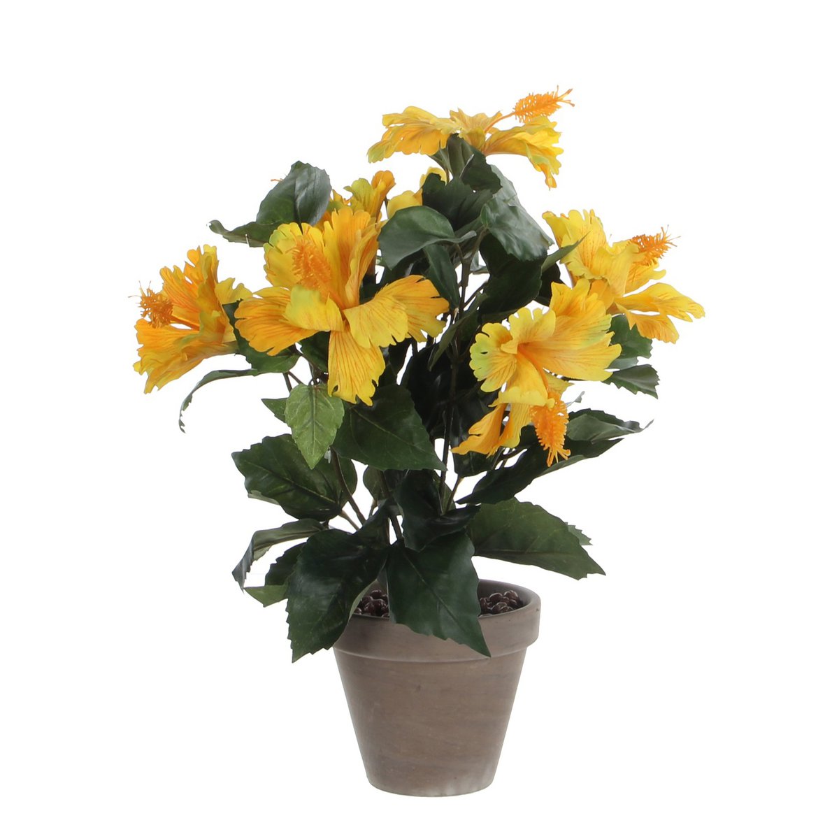 Plante d'Hibiscus Artificielle en Pot de Fleur Stan - H40 x Ø30 cm - Jaune