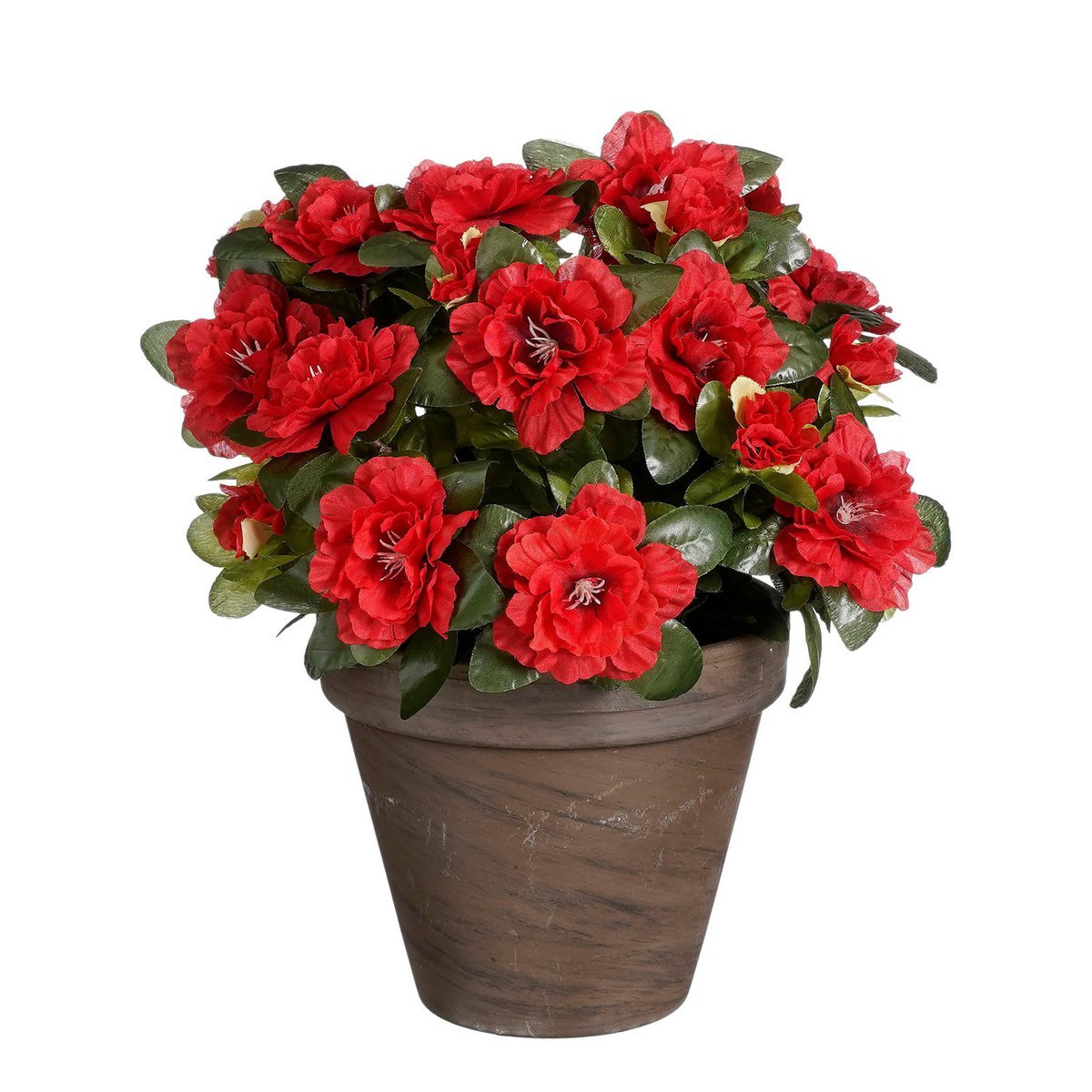 Plante Azalée Artificielle en Pot de Fleur Stan - H31 x Ø26 cm - Rouge
