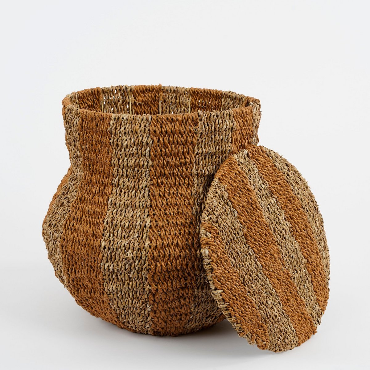 Panier de Rangement avec Couvercle Tacoma - H47 x Ø50 cm - Jute - Jaune