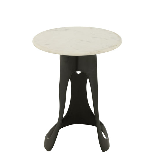 Table d'appoint - aluminium/pierre - noir/blanc - L