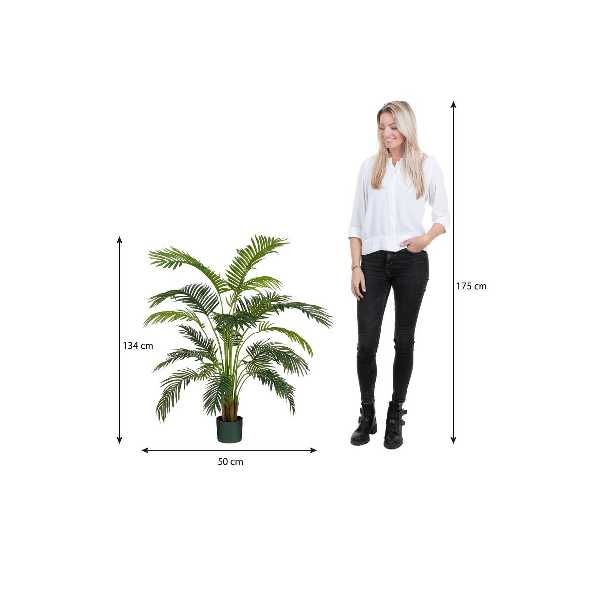 Areca Palm Plant artificiel dans le pot - H134 x Ø50 cm - vert