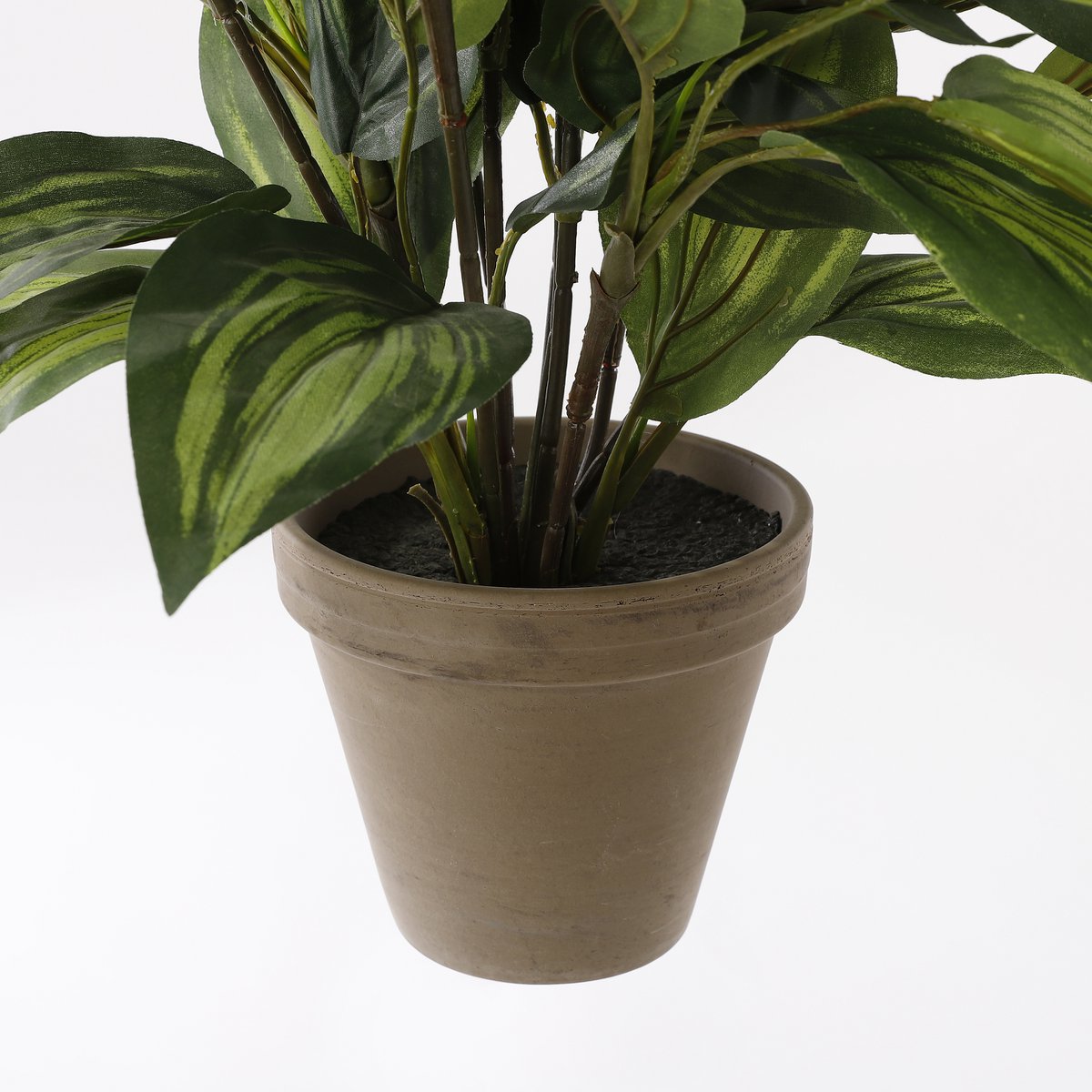Plante Hosta Artificielle en Pot de Fleur Stan - H65 x Ø40 cm - Vert