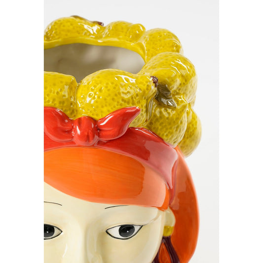 Pot de fleur drôle à l'intérieur - H25 x Ø20 cm - Dolomite - Jaune