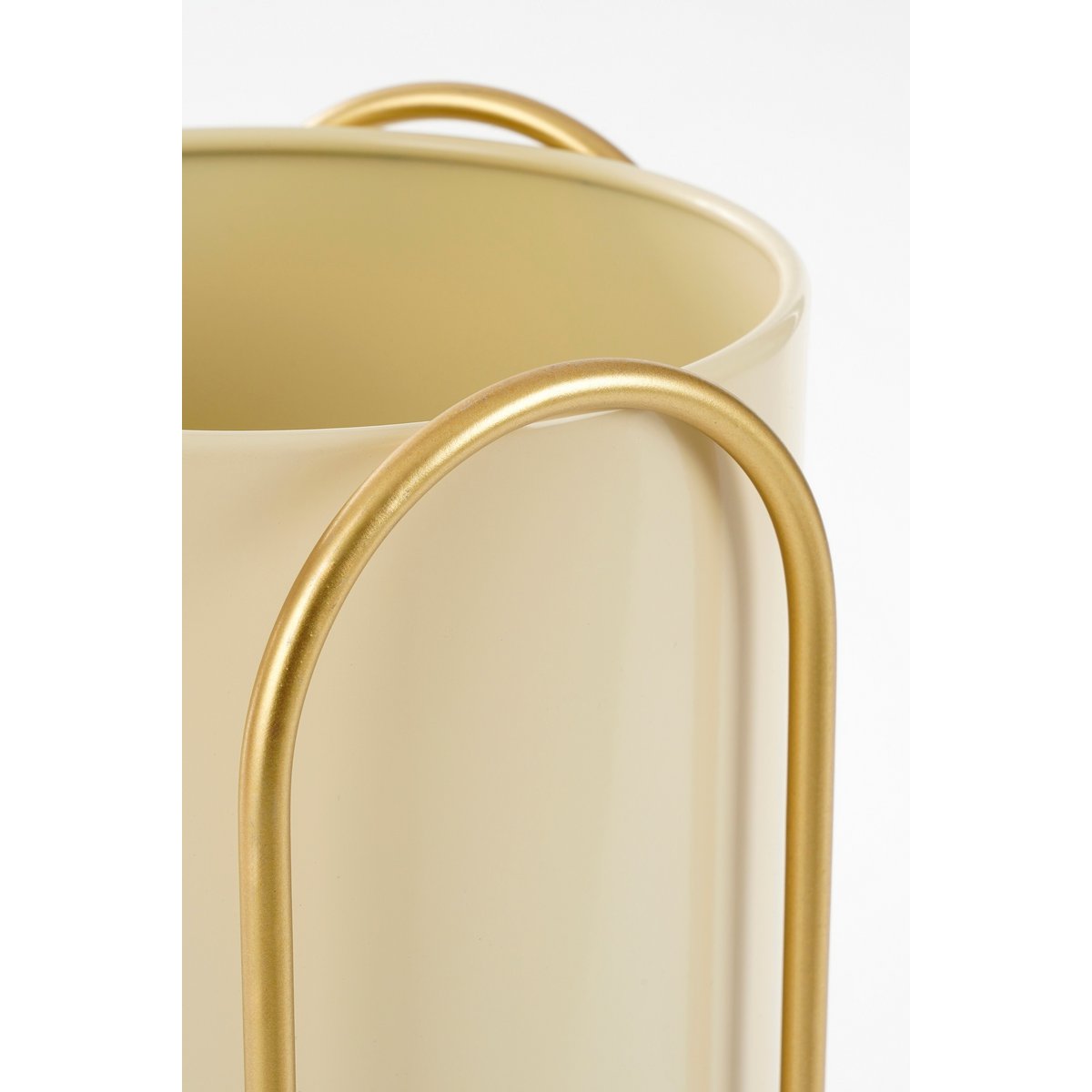 Danube Flowerpot sur standard - ensemble de 2 - métal - H45 x Ø23 cm - jaune clair, or