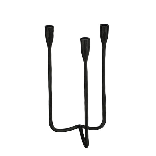 Bougeoir Christy - L17 x L18 x H34 cm - Aluminium - Noir