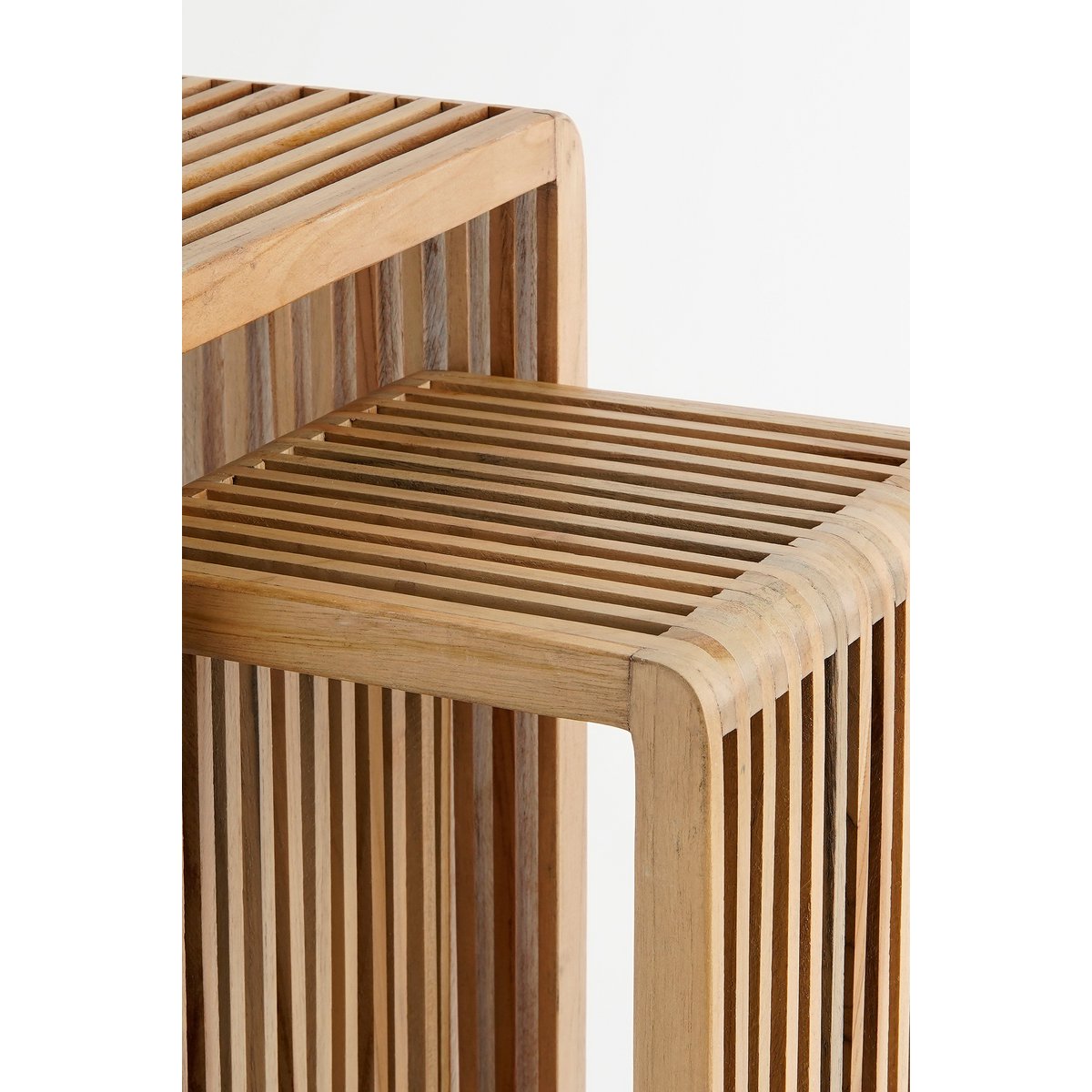 Table Plante Yonker - Lot de 2 - L35 x l25 x H80 cm - Bois recyclé - Marron