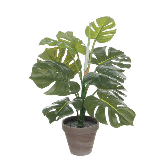 Plante Artificielle Monstera en Pot de Fleur Stan - H48 x Ø39 cm - Vert