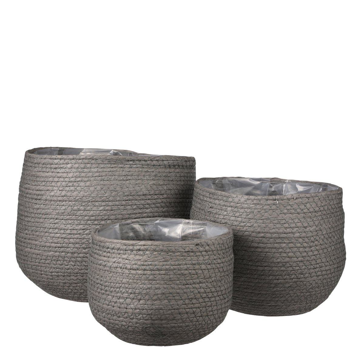 Panier à Plantes Jorck - Lot de 3 - H24 x Ø26 cm - Papier - Gris