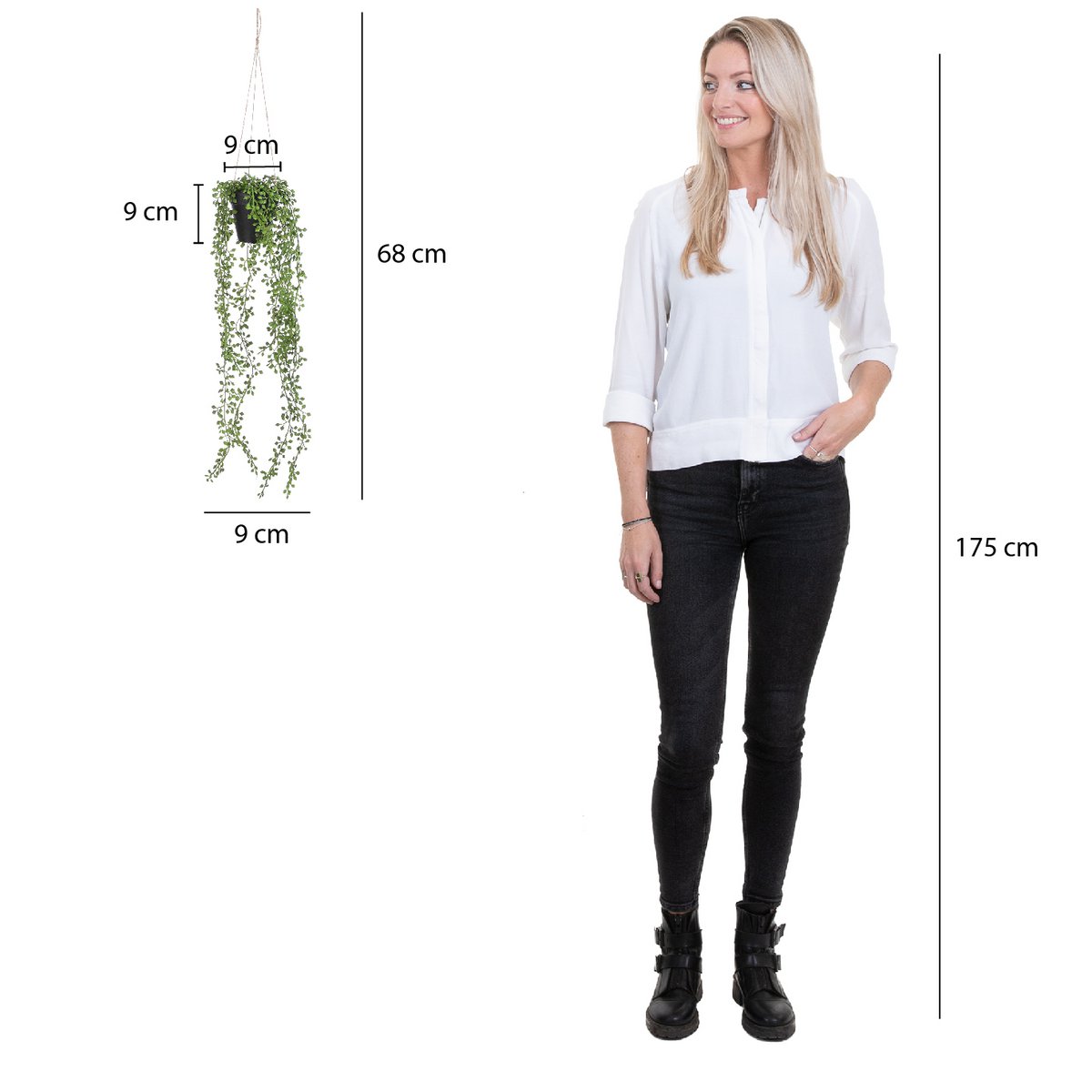 Plante Artificielle Suspendue Senecio en Pot - H68 x Ø9 cm - Vert