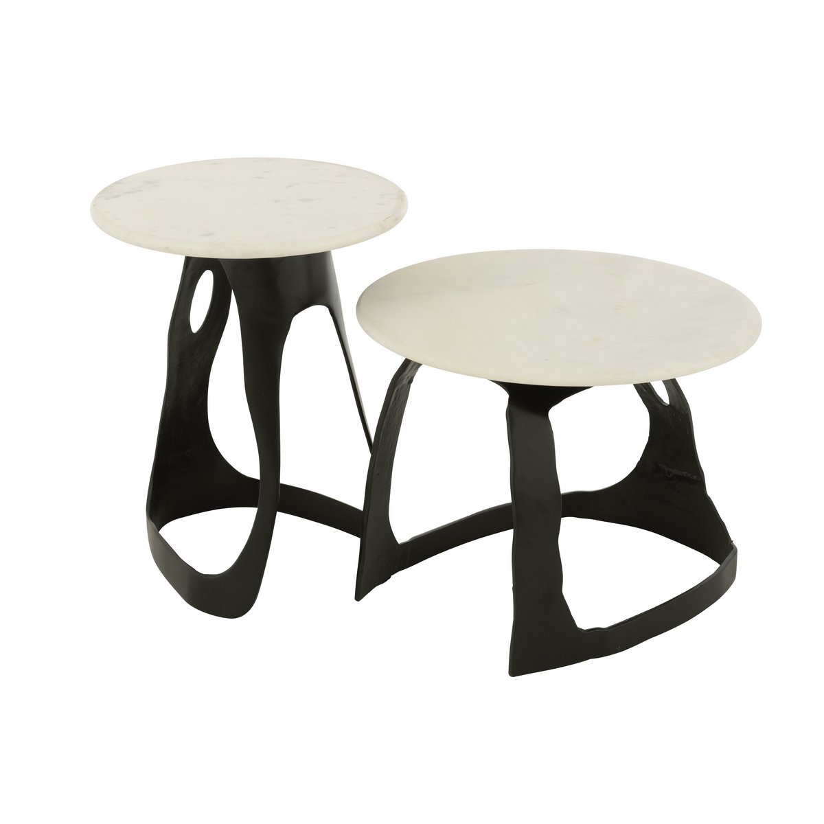 Table d'appoint - aluminium/pierre - noir/blanc - L