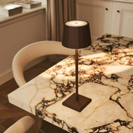 Wouter Mocha Brown Lampe de table rechargeable - Charge sans fil, Dimmable, durée de vie de la batterie de 120 heures