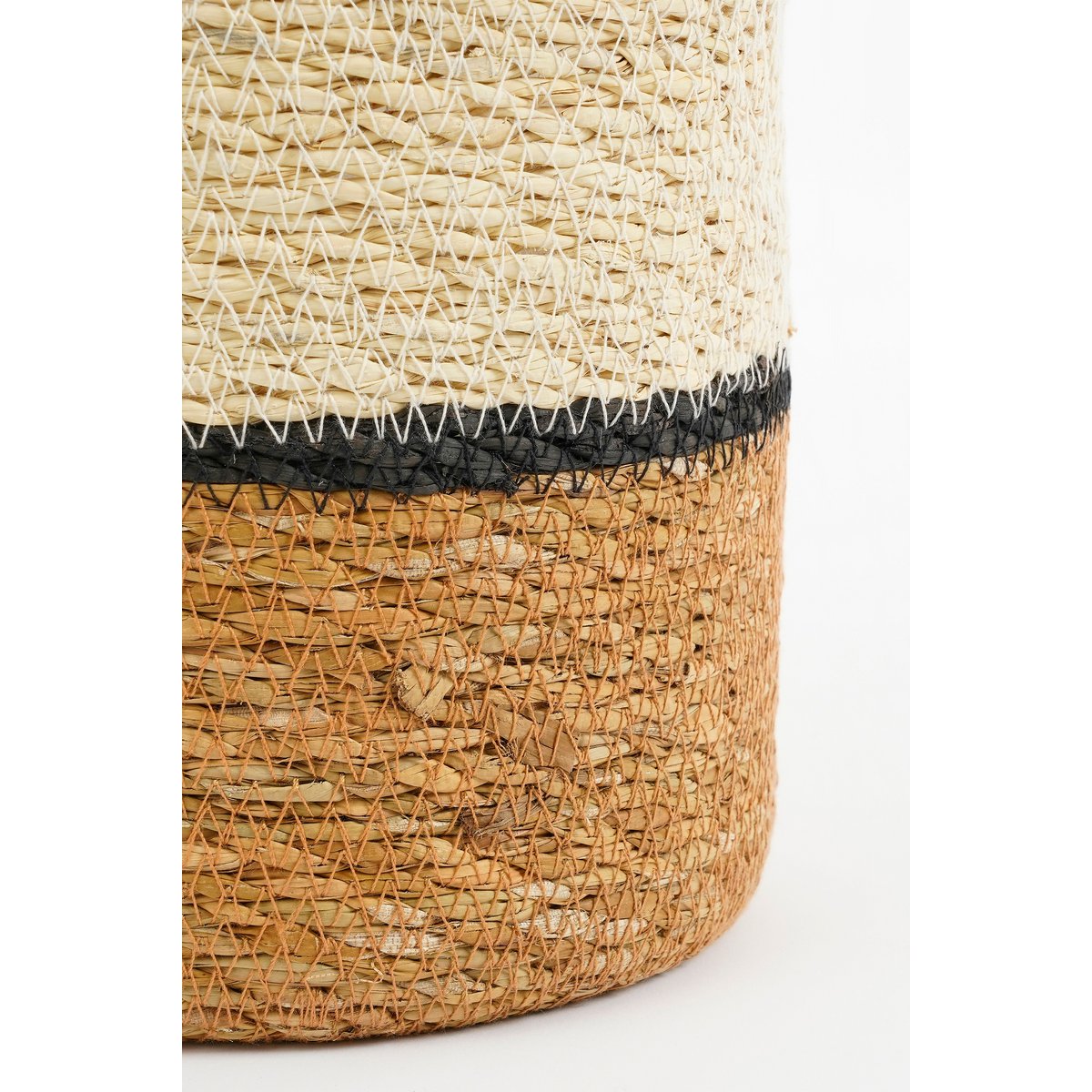 Panier végétal Damian - Ensemble de 2 - H20 x Ø20 cm - herbe maritime - blanc