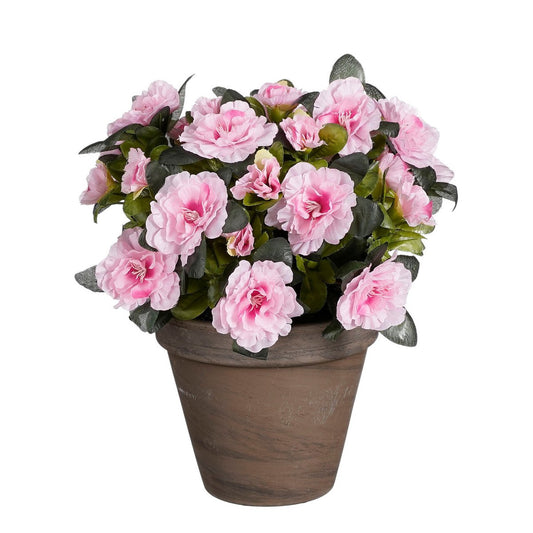 Plante Azalée Artificielle en Pot de Fleur Stan - H31 x Ø26 cm - Rose