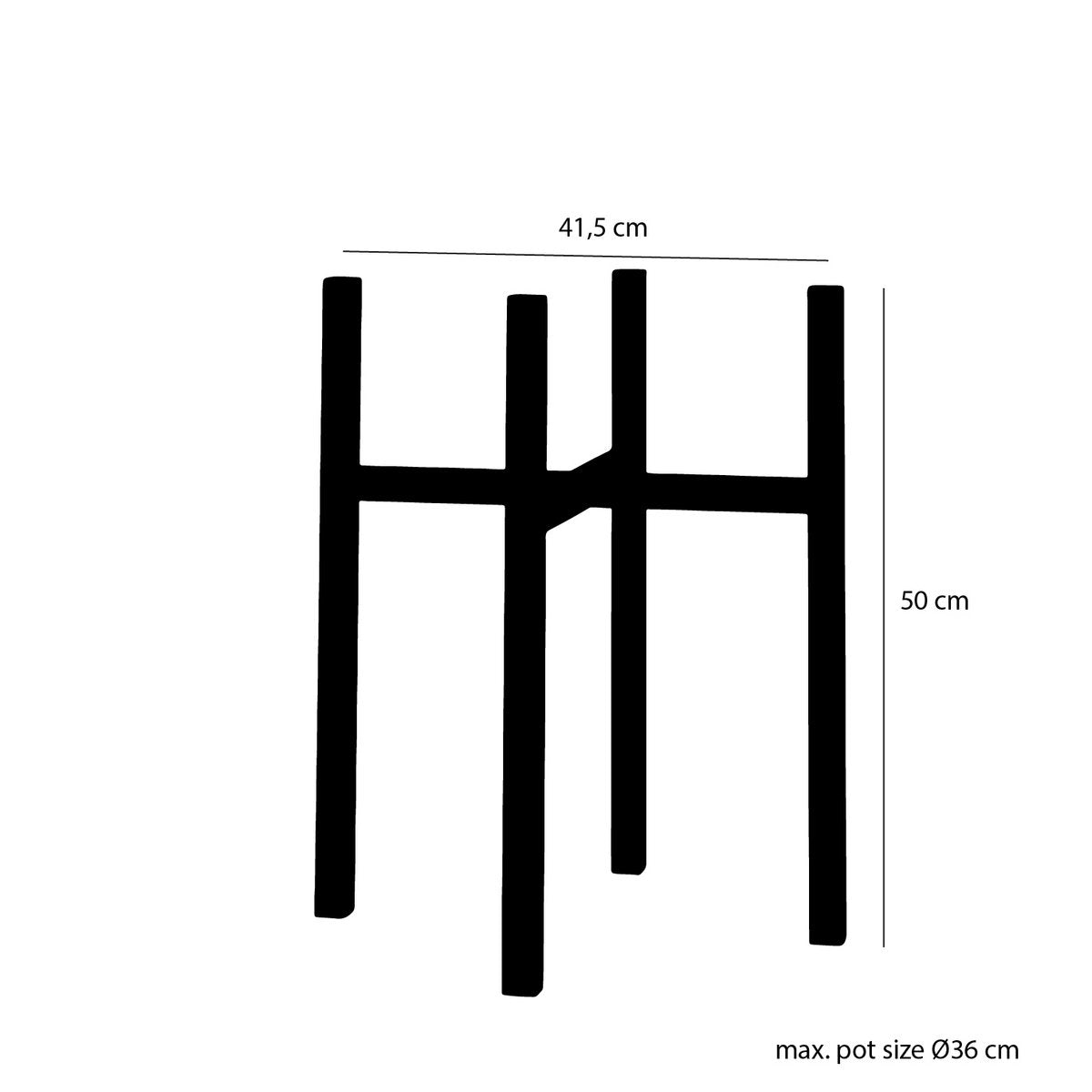 Support pour Plantes Ascot XL - L42 x L42 x H50 cm - Métal - Noir