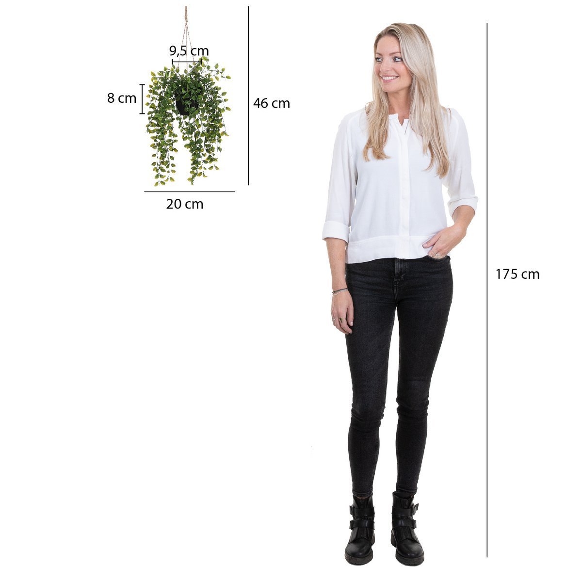 Plante Artificielle Ficus Suspendue en Pot - H46 x Ø20 cm - Vert