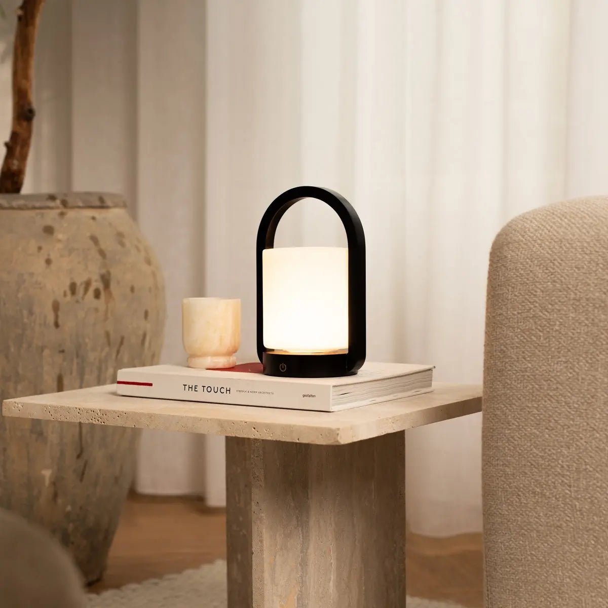 Lampe en bois George marron foncé – rechargeable, variable et portable