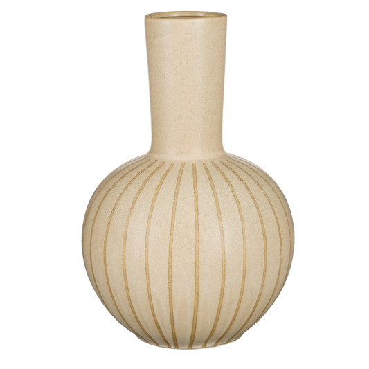 Holm | Grande vase en céramique crème à lignes graphiques
