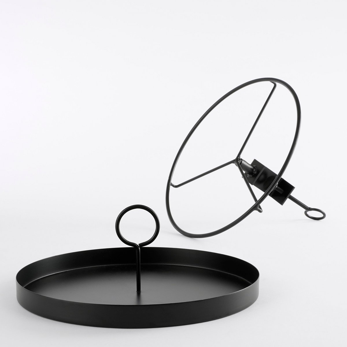Plateau Aston avec Pince - H30 x Ø31 cm - Métal - Noir