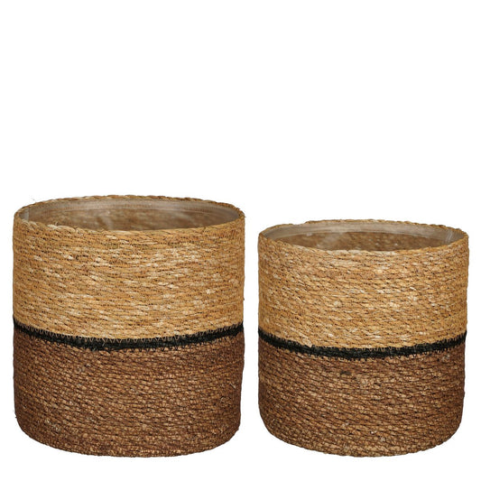 Panier de plante Damian - Ensemble de 2 - H20 X Ø20 cm - Merdonnais - Brun