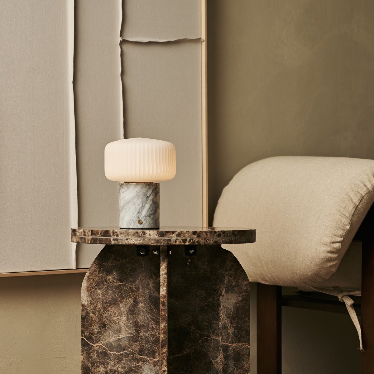 Renoir White / Bianco Statuarietto – Lampe de table rechargeable en Marbre