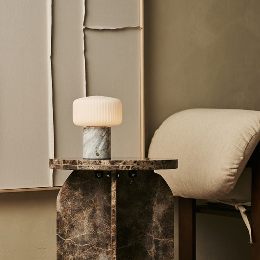 Renoir White / Bianco Statuarietto – Lampe de table rechargeable en Marbre