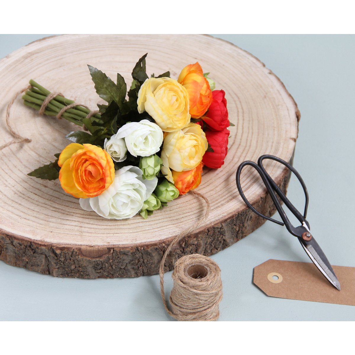 Bouquet de Fleurs Artificielles Renoncules - H22 x Ø19 cm - Orange