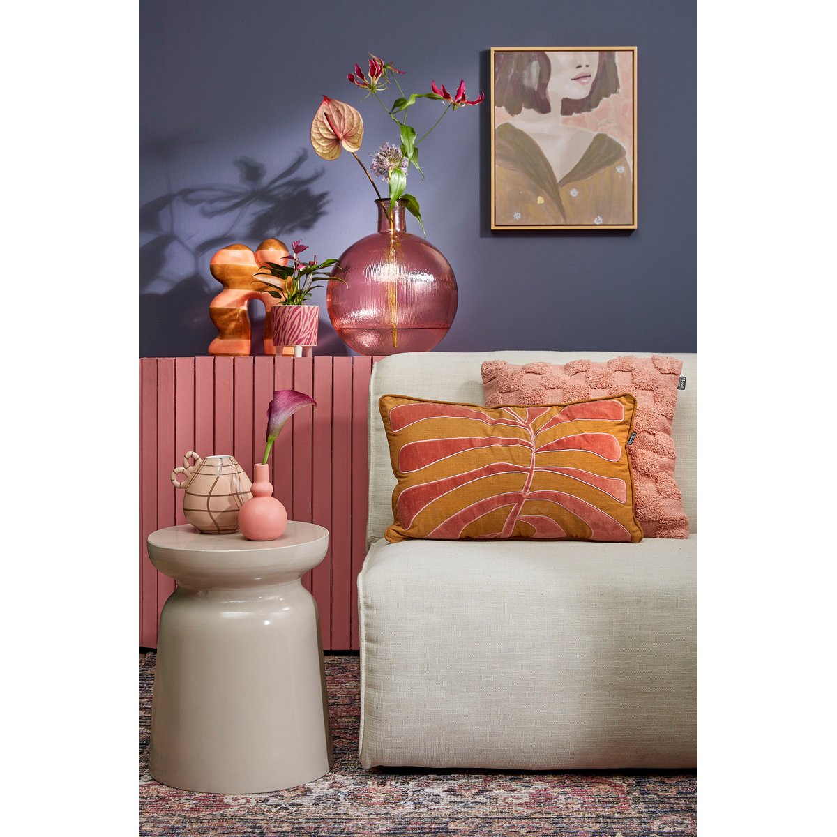 Table d'Appoint Stage - H45 x Ø35 cm - Ciment - Beige