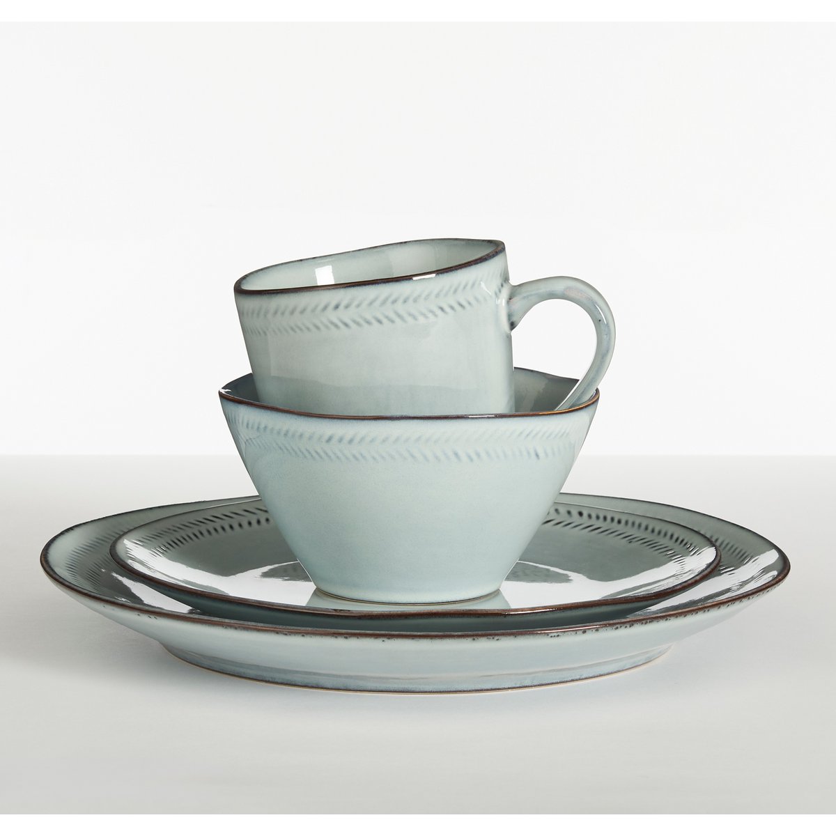 Ensemble de services Racco 4 personnes - grès - gris clair