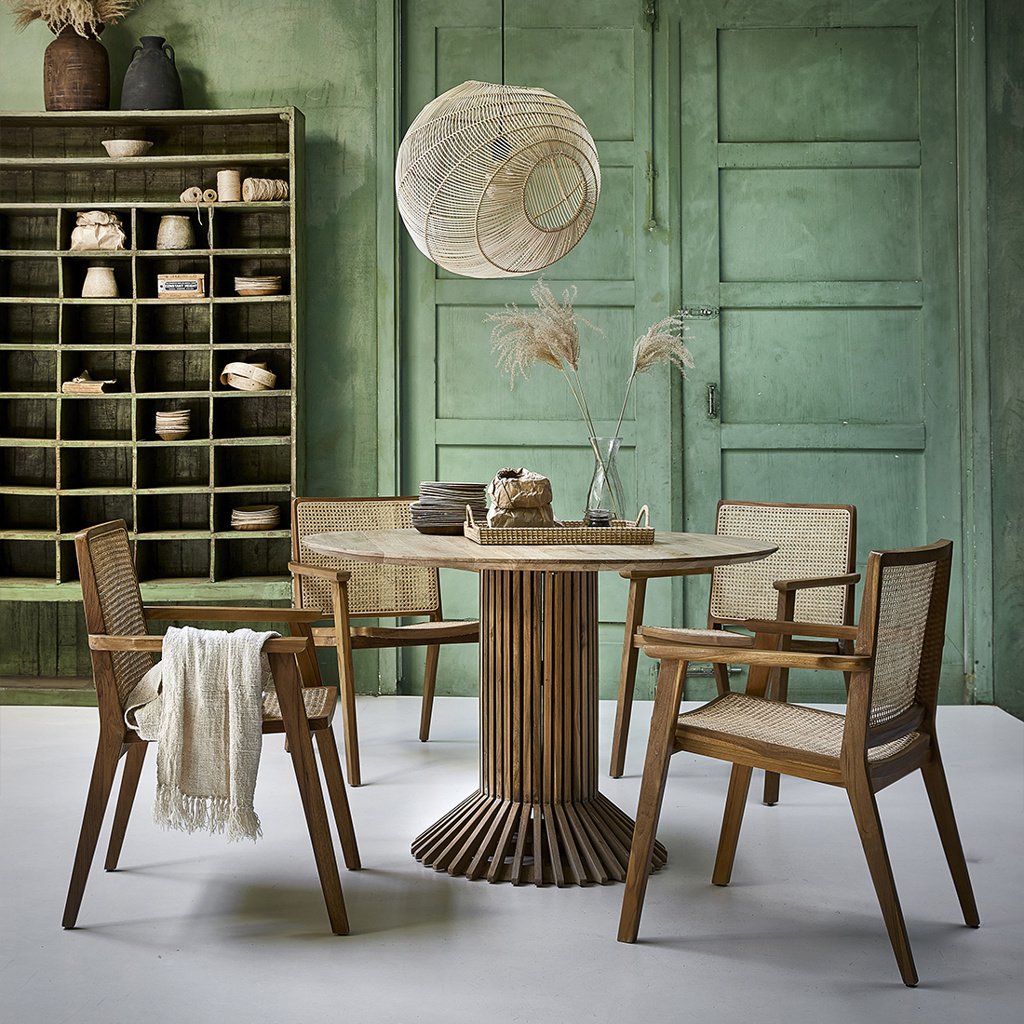 Table ronde en teck eiffel