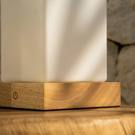 Lampe rechargeable en bois marron clair Zayn L Batterie dimmable et sans fil et bonne batterie