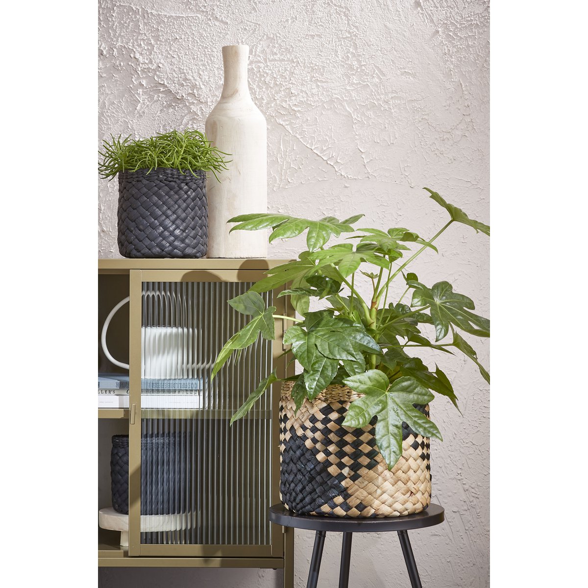 Vase Pia / H47 x Ø13 cm - Bois de Paulownia - Marron clair