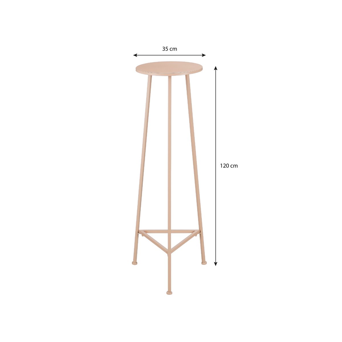 Table de la plante adine - H120 X Ø35 cm - Métal - rose clair