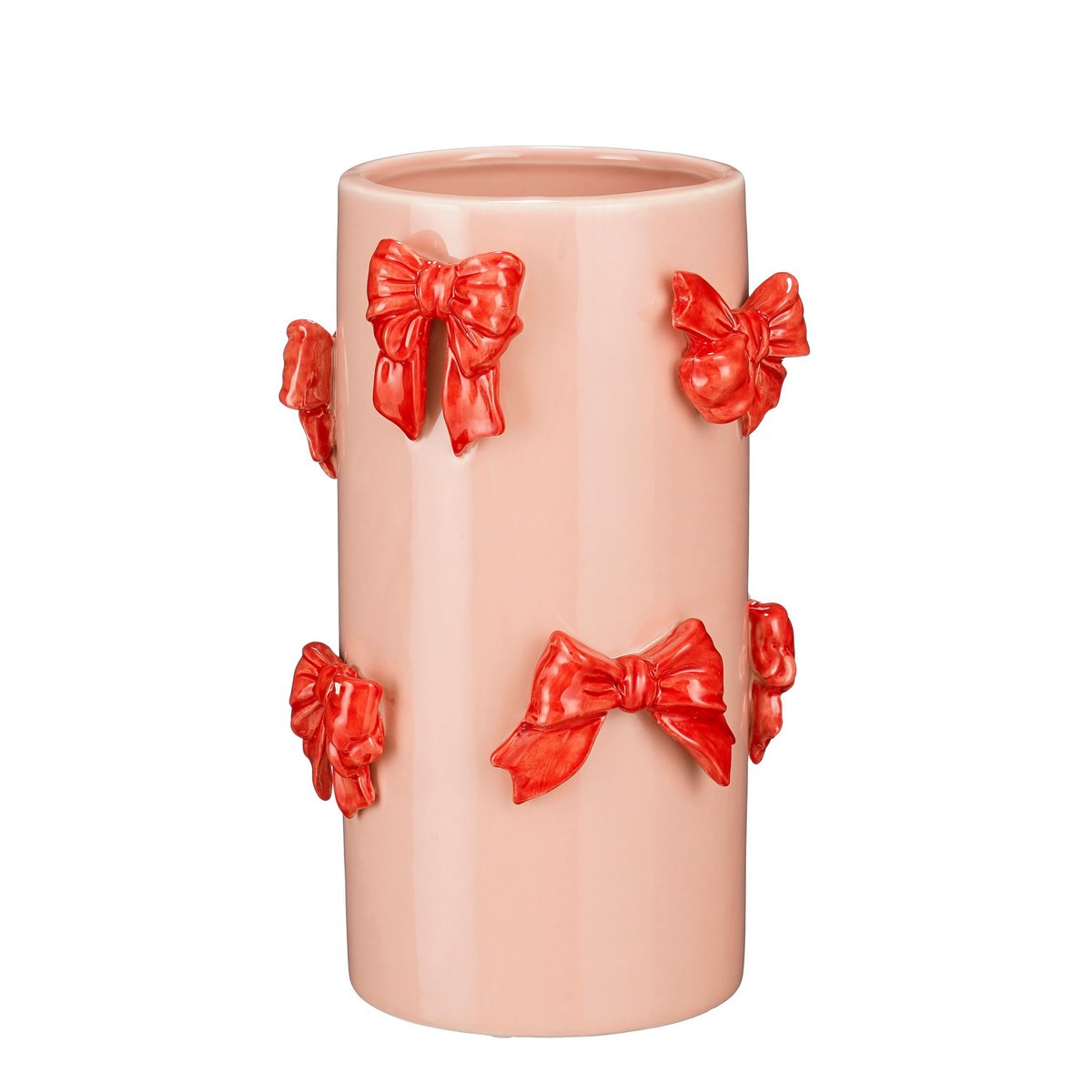 Vase avec des arcs - H26 x Ø17 cm - Dolomite - rouge, rose clair